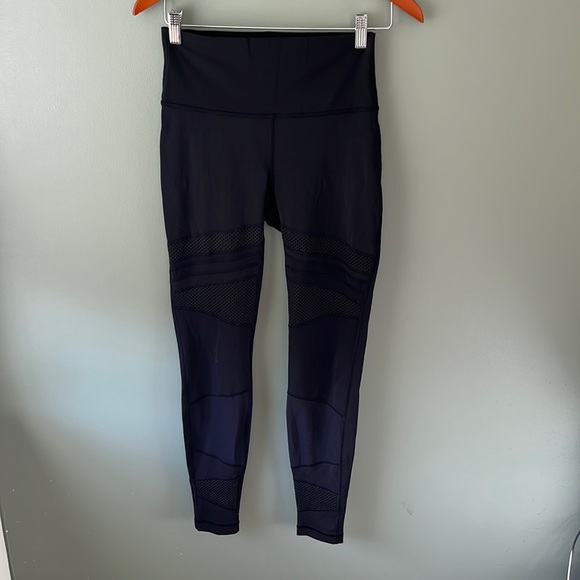 Lululemon Wunder Under High Rise Mix & Mesh Black Luxtreme Leggings Size 6 - Picture 2 of 6